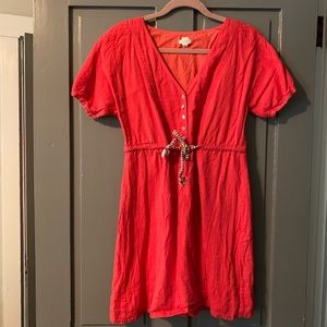 J. Crew Short Sleeve Tie Waist Dress